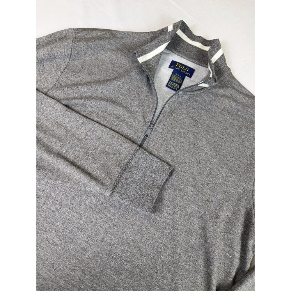 Polo Ralph Lauren Mens M Gray Polo Half Zip Terry Pullover Comfort Casual Lounge